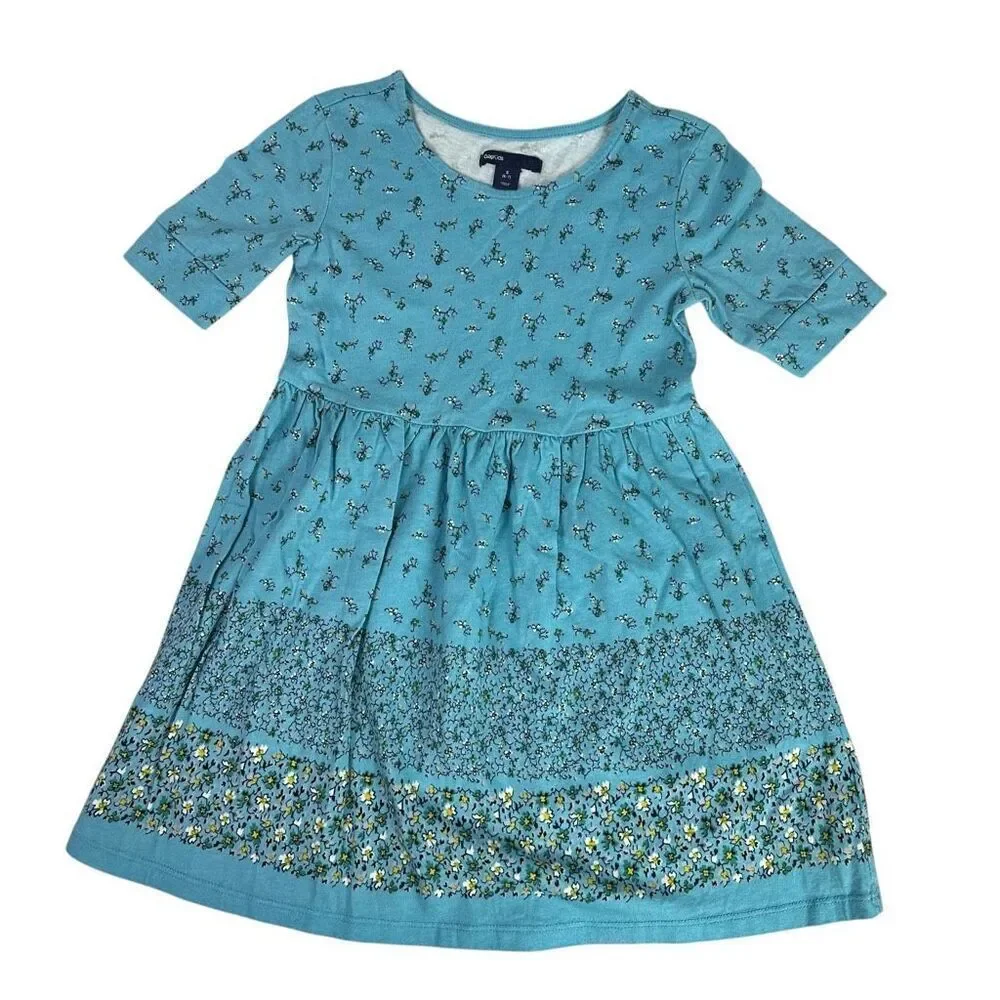 Gap Kids Turquoise Floral Babydoll Dress size 6-7